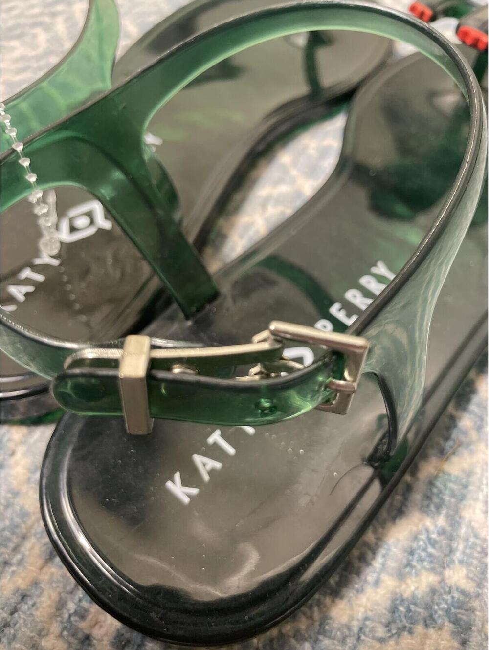 Katy Perry Green Cactus Jelly Sandals Womens Size 8 Boho Summer Vacation EUC - Picture 4 of 6